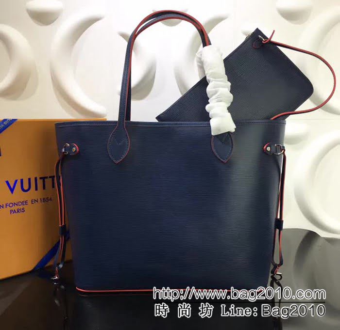 路易威登LV頂級原單頂級M54185藍色紅邊Neverfull 中號手袋 YDH1337